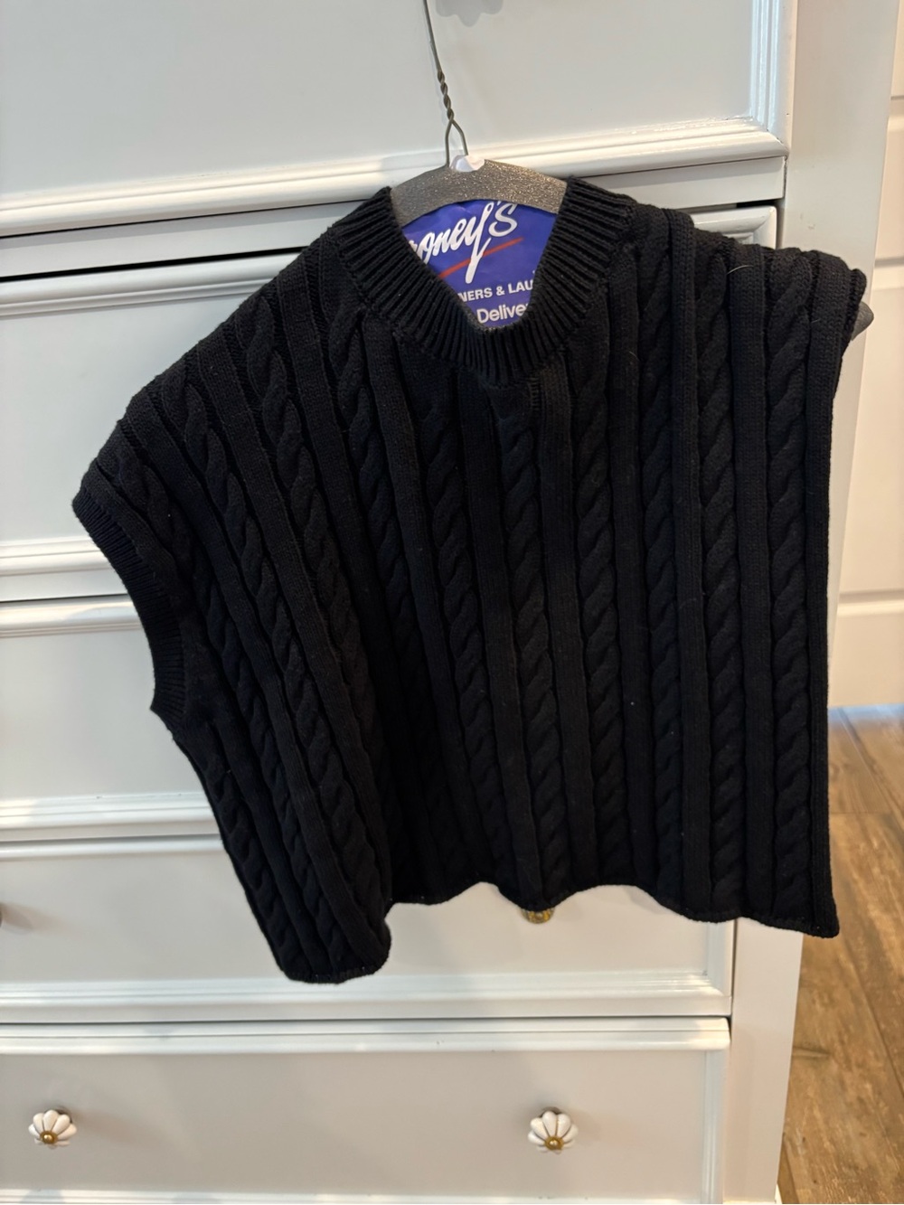 Olivaceous Black Cable-Knit Sleeveless Sweater Vest